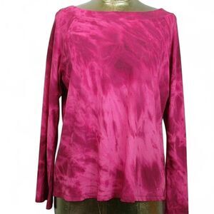 Vintage made in USA “Venezia” pink tie-dye long sleeve off the shoulder blouse.